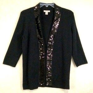 MERCER STREET STUDIO Sequin Cardigan Dinner Jacket Size S Black Knit Oversized